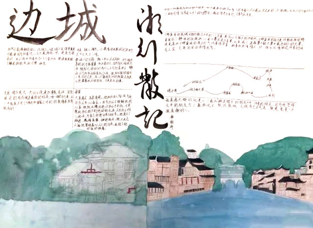 湘行散记读书手抄报绘画（7张）-图1