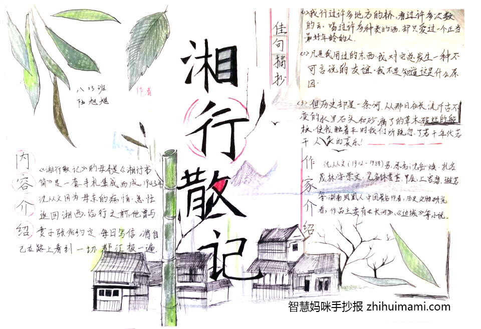湘行散记读书手抄报绘画（7张）-图3