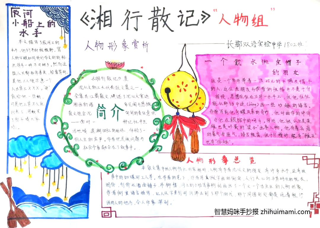 湘行散记读书手抄报绘画（7张）-图7