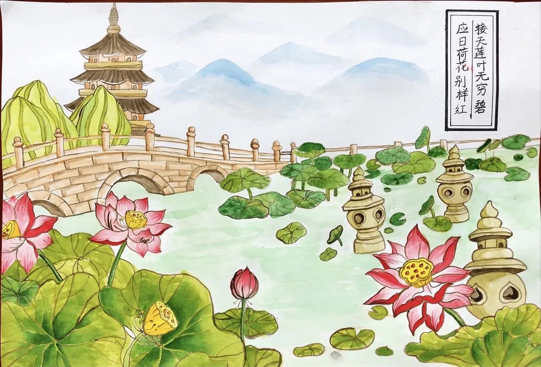 两张漂亮的晓出净慈寺送林子方诗配画图片-图2