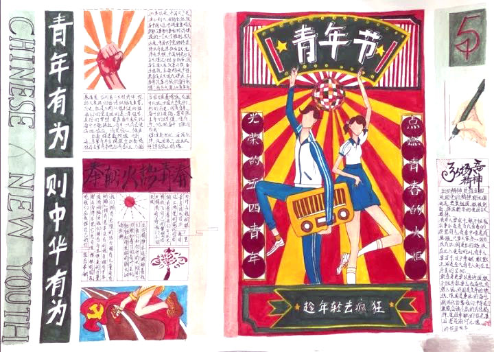 5张五四青年节的创意手抄报-图3
