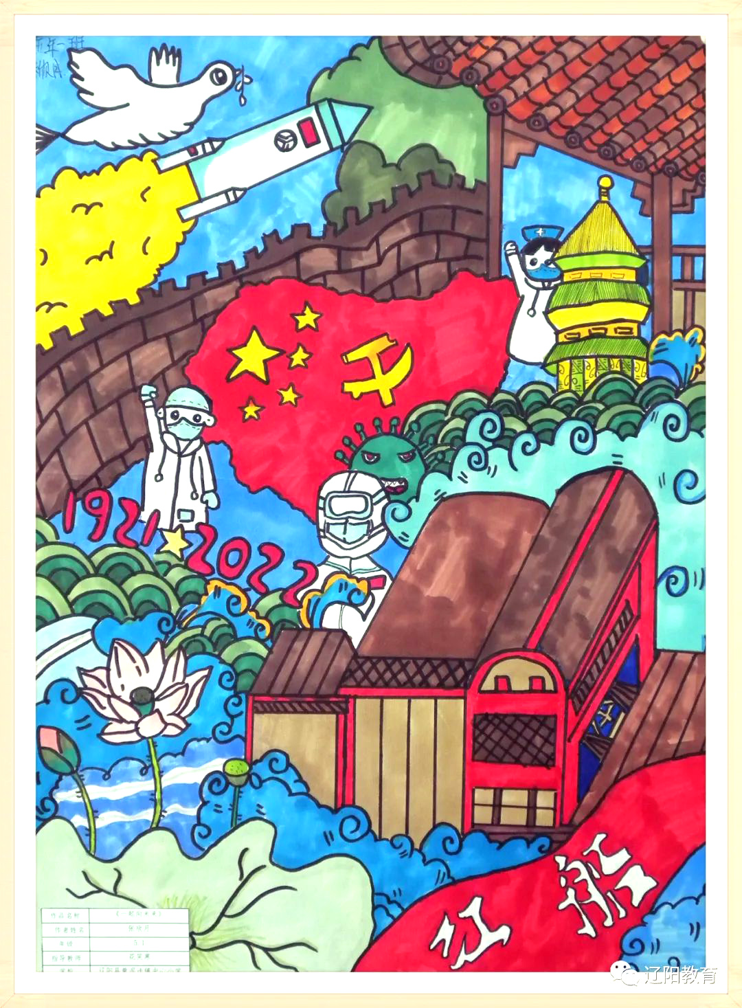 五张“我心向党喜迎二十大”主题绘画作品（竖版）-图4