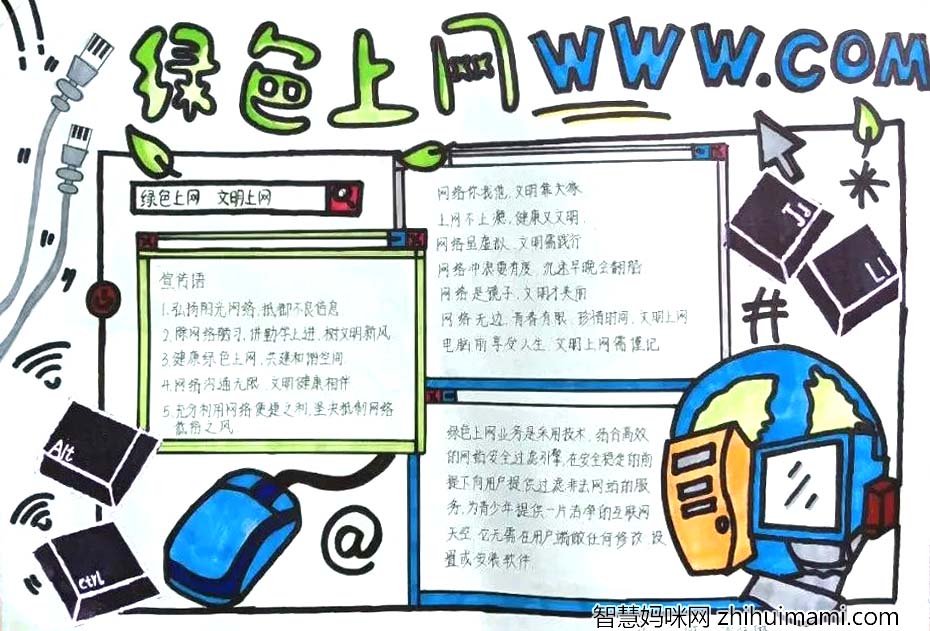 7张文明上网快乐成长主题手抄报图片-图4