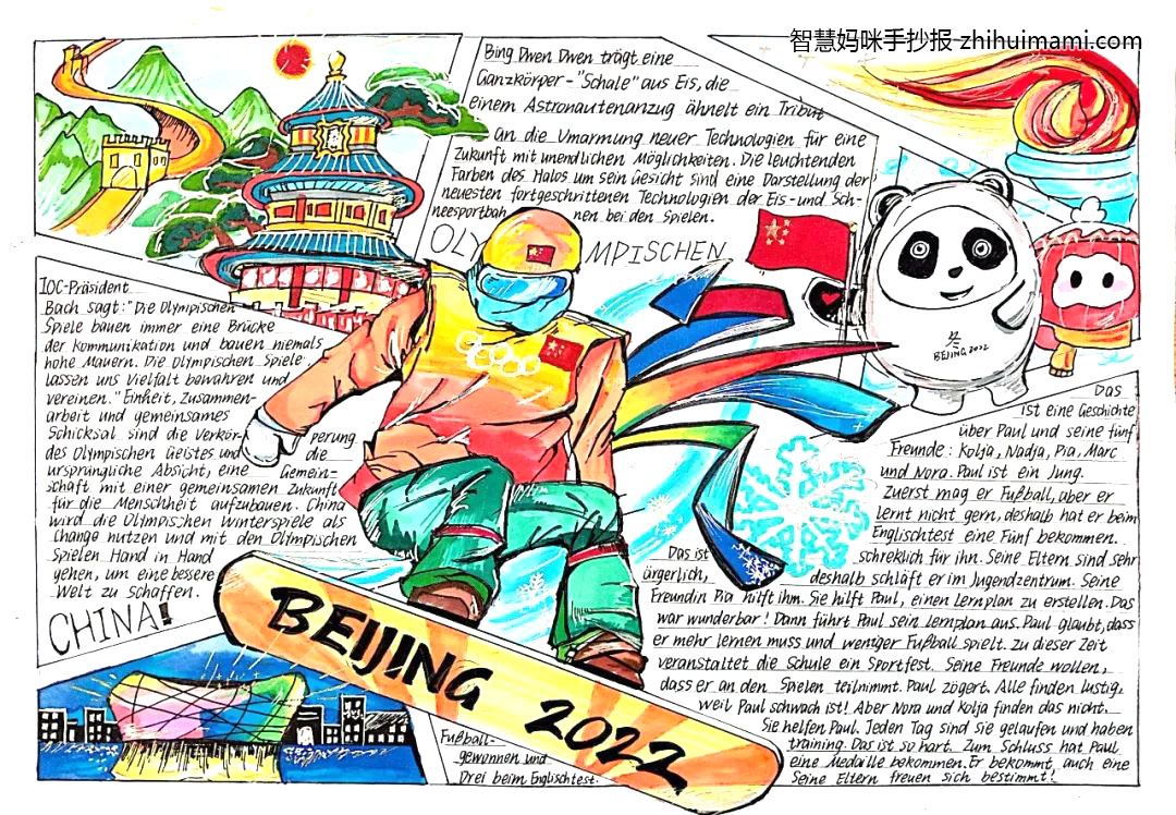 关于冬奥会的德语手抄报绘画（6张）-图1