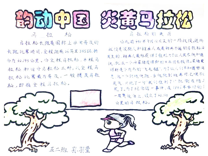 简单漂亮的马拉松运动会手抄报-图1