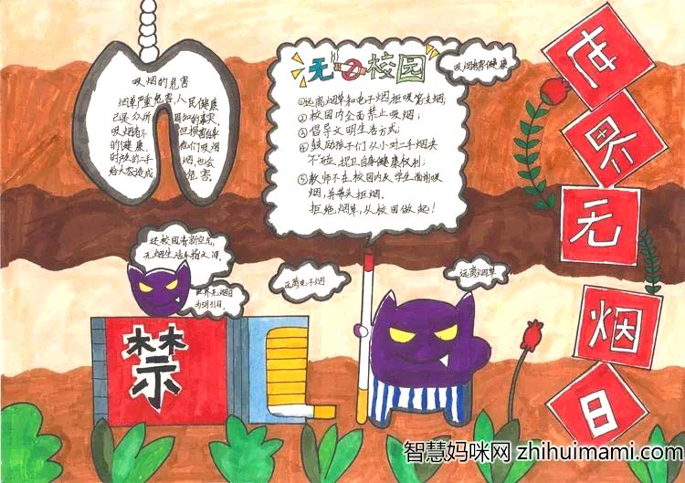 无烟校园 世界无烟日健康宣传手抄报一等奖-图2