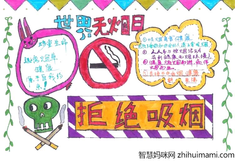 无烟人生更有爱 健康生活向未来5.31世界无烟日手抄报7张-图4