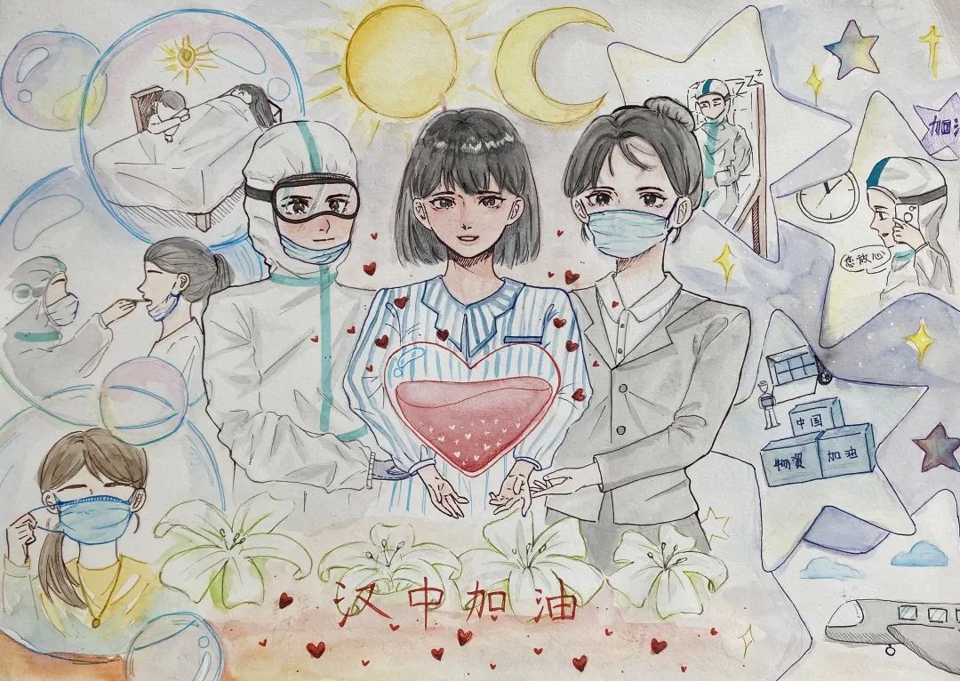 ”众志成城 守望春天“抗击疫情儿童画精选6张-图5