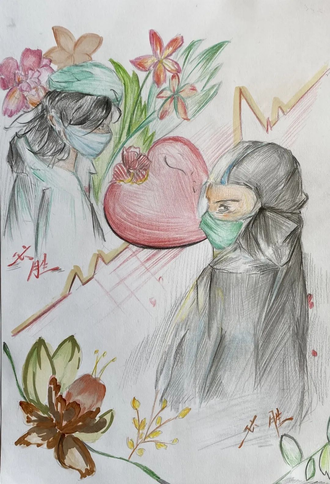 ”防疫战疫 青春同行“初中生抗疫绘画欣赏-图6