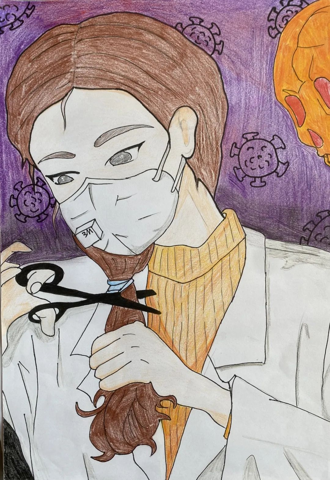 “青春战疫 你我共行”儿童抗疫绘画一等奖-图2