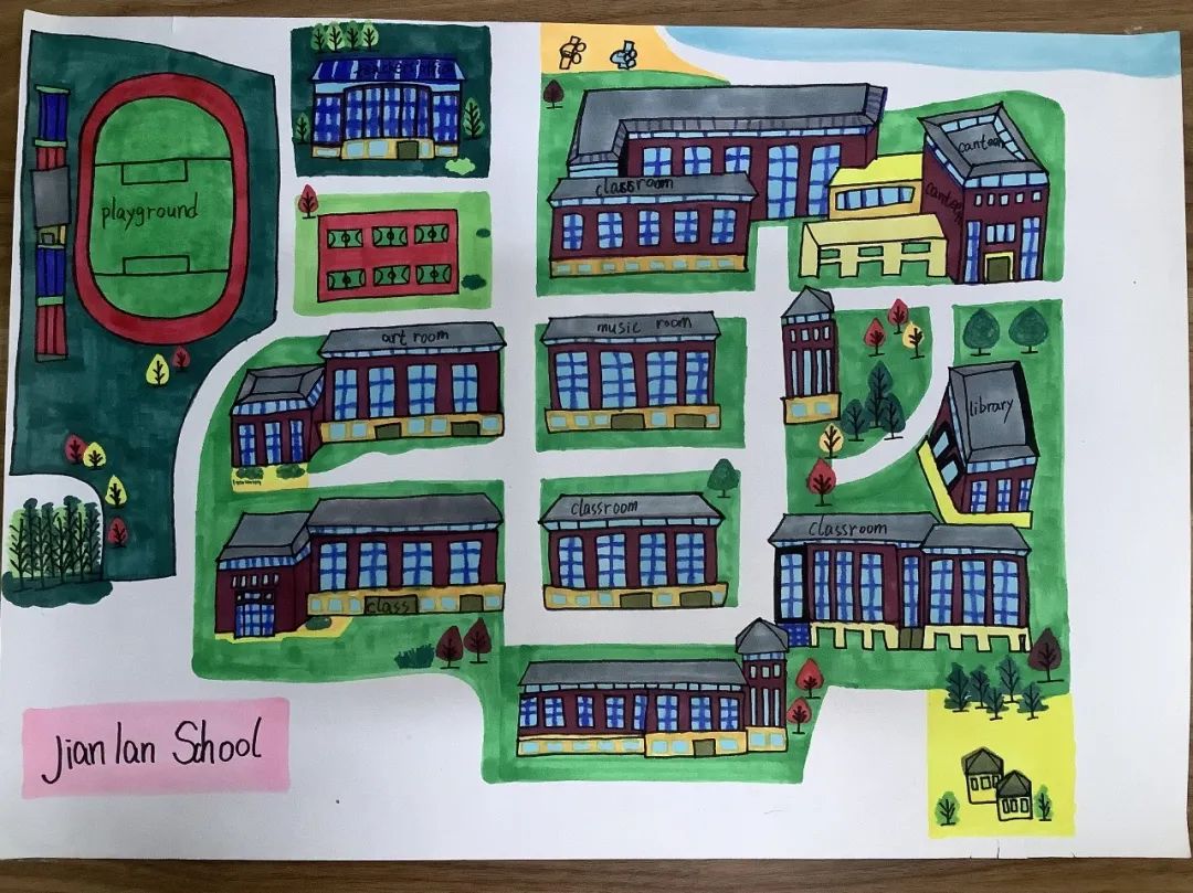 9张漂亮的校园风光主题儿童画-图5