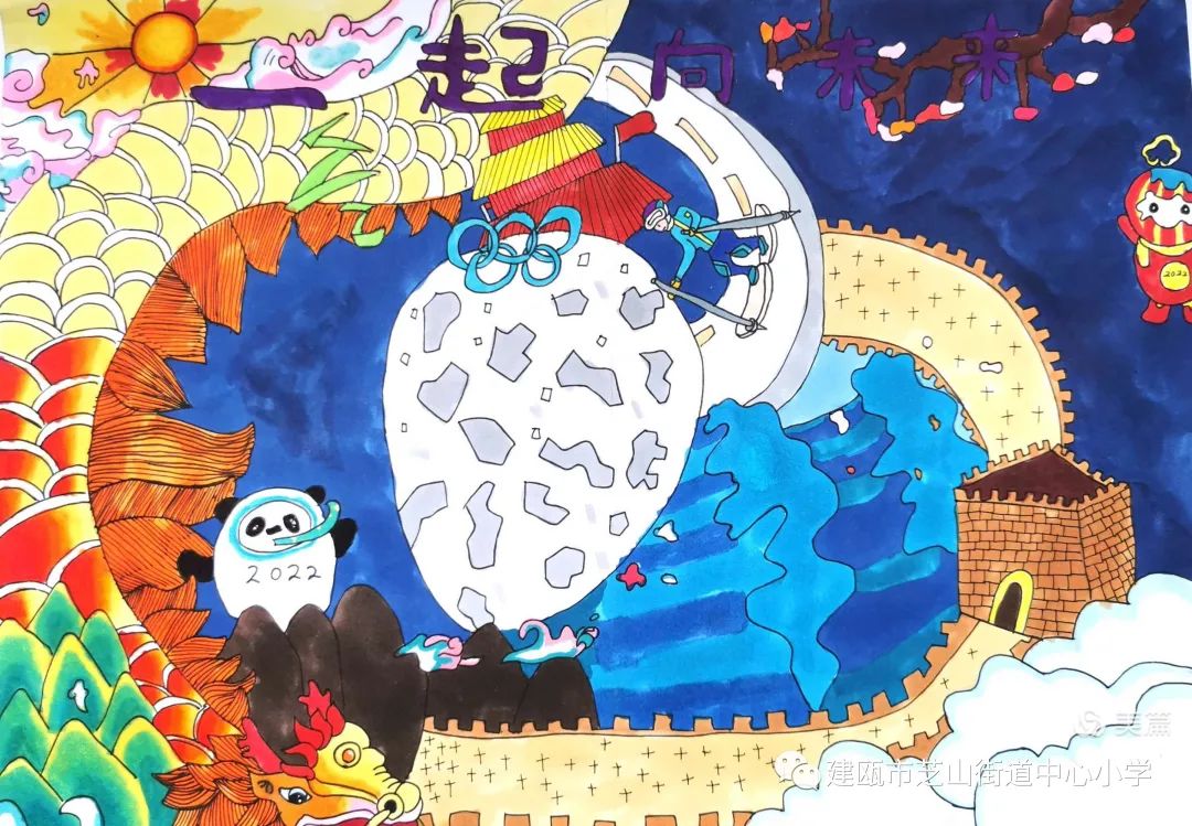 「喜迎二十大，一起向未来」小学绘画作品-图1
