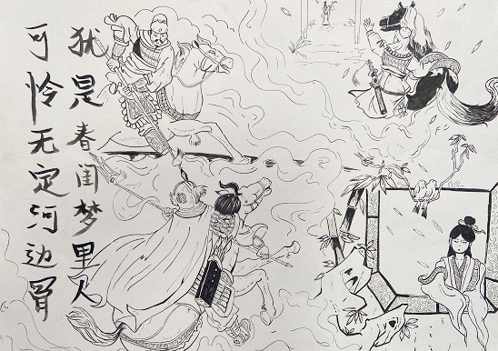 以诗韵入画境 高一年级《陇西行》诗配画作品