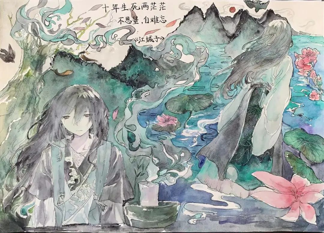 以诗韵入画境 高一年级《江城子》诗配画作品