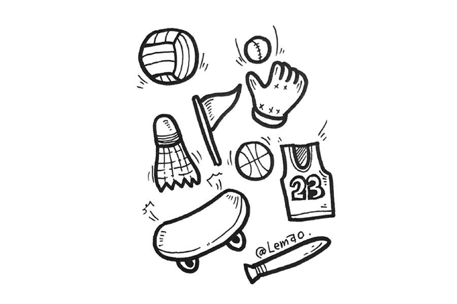 一组体育用品简笔画图片-图2