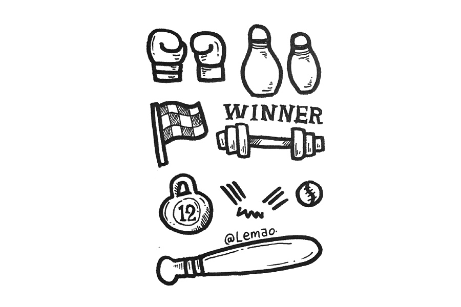 一组体育用品简笔画图片-图7