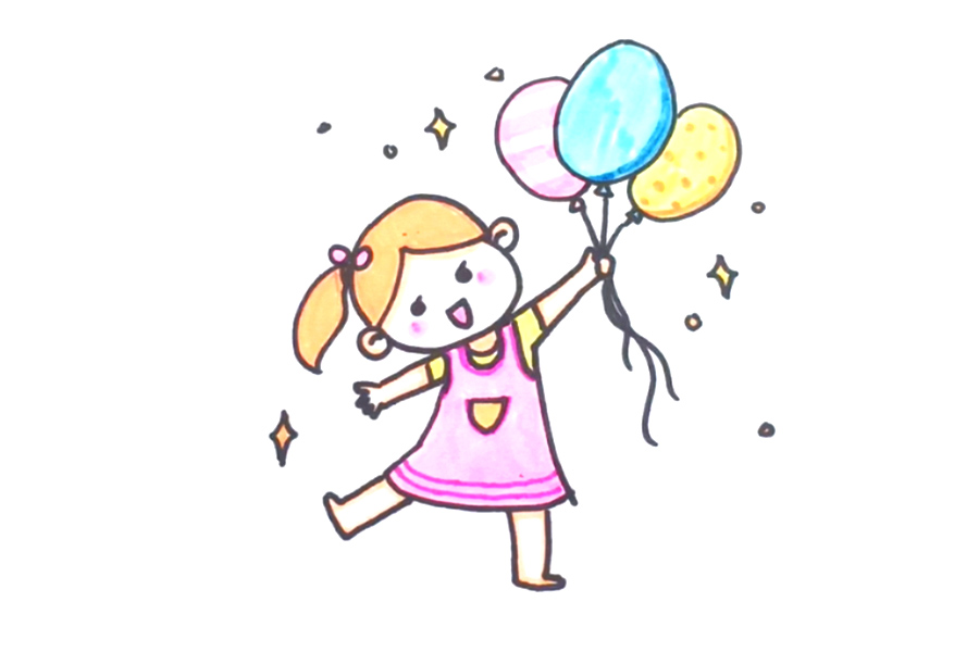 六一儿童节 开心的小女孩简笔画图片