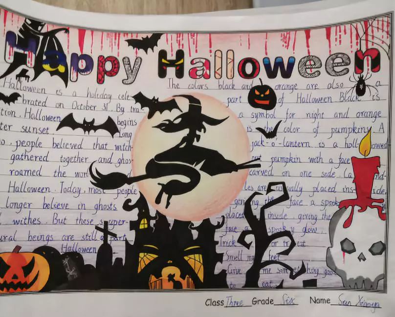 关于万圣节的英语手抄报怎么画-图2