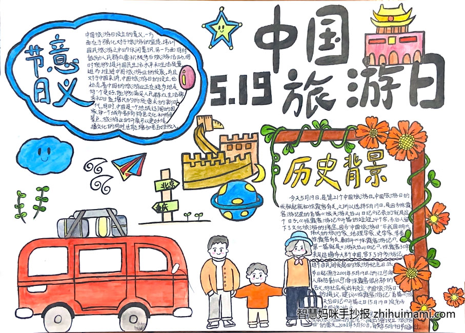 2022中国旅游日手抄报绘画一等奖（8张）-图1
