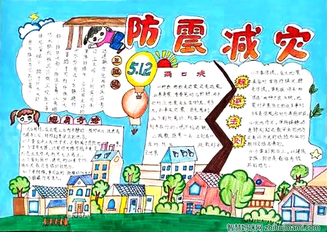 6张简单好画的“防震减灾 守护美好家园”主题手抄报-图4
