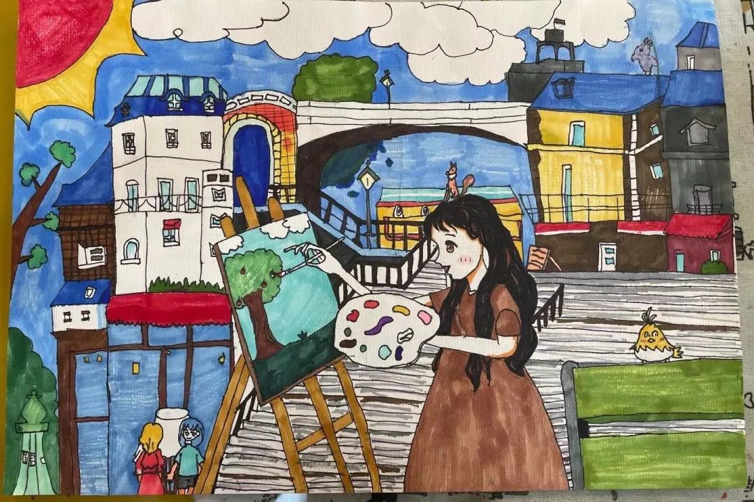 创意儿童画《城市的色彩》