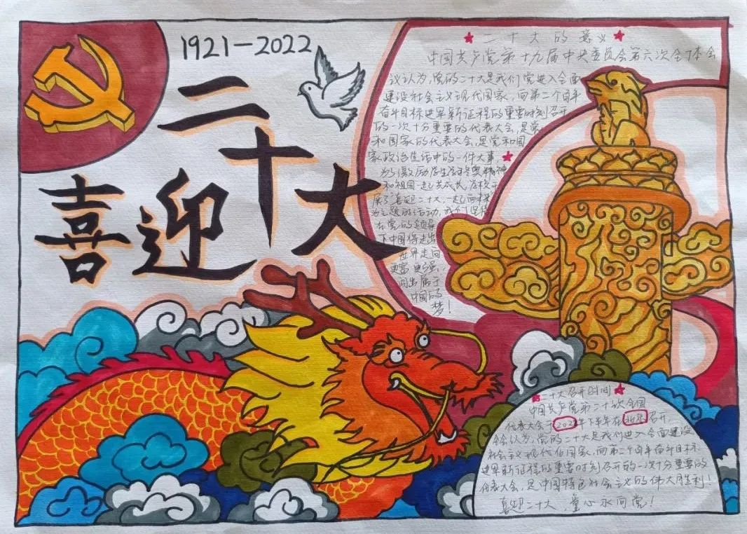 幼儿园喜迎二十大手抄报绘画比赛作品（9张）-图7