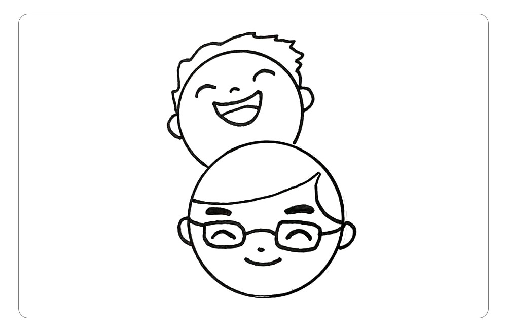父亲节简笔画，快乐的父子俩详细画法步骤-图8