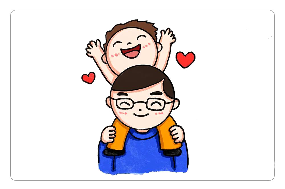 父亲节简笔画，快乐的父子俩详细画法步骤