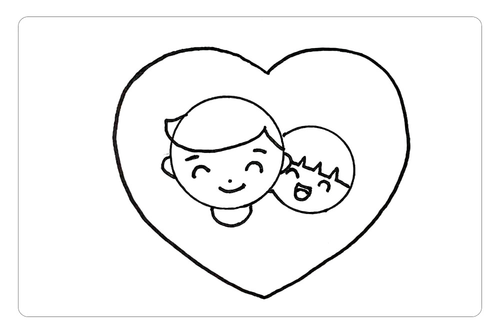 父亲节简笔画，开心的父女俩简笔画详细画法-图6