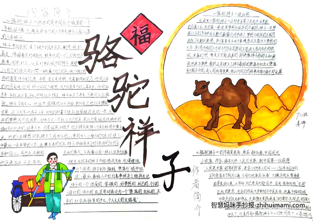 五年级《骆驼祥子》手抄报绘画简单好画（7张）-图4