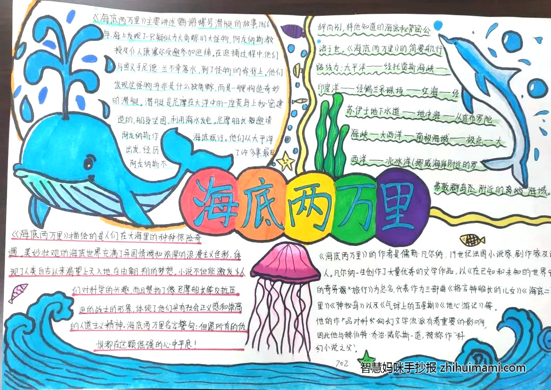 七年级海底两万里手抄报绘画作品（7张）