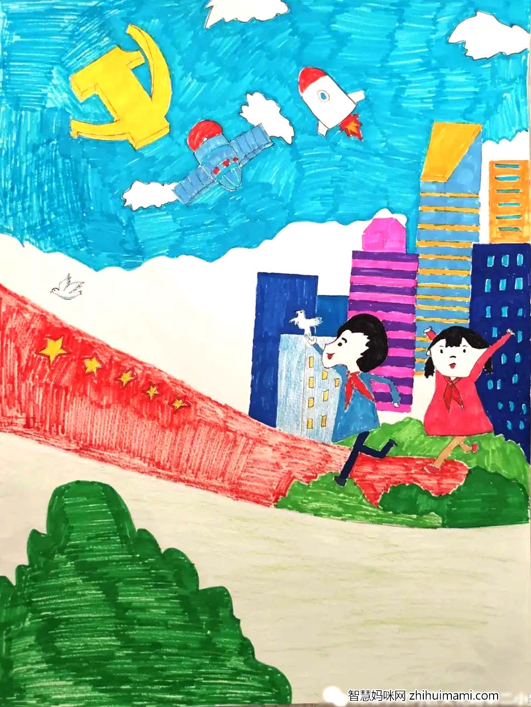 【喜迎二十大】“党的光辉照我心主题绘画精选5张-图4