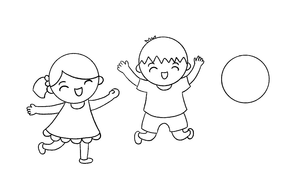 六一儿童节一群开心的小朋友简笔画-图4