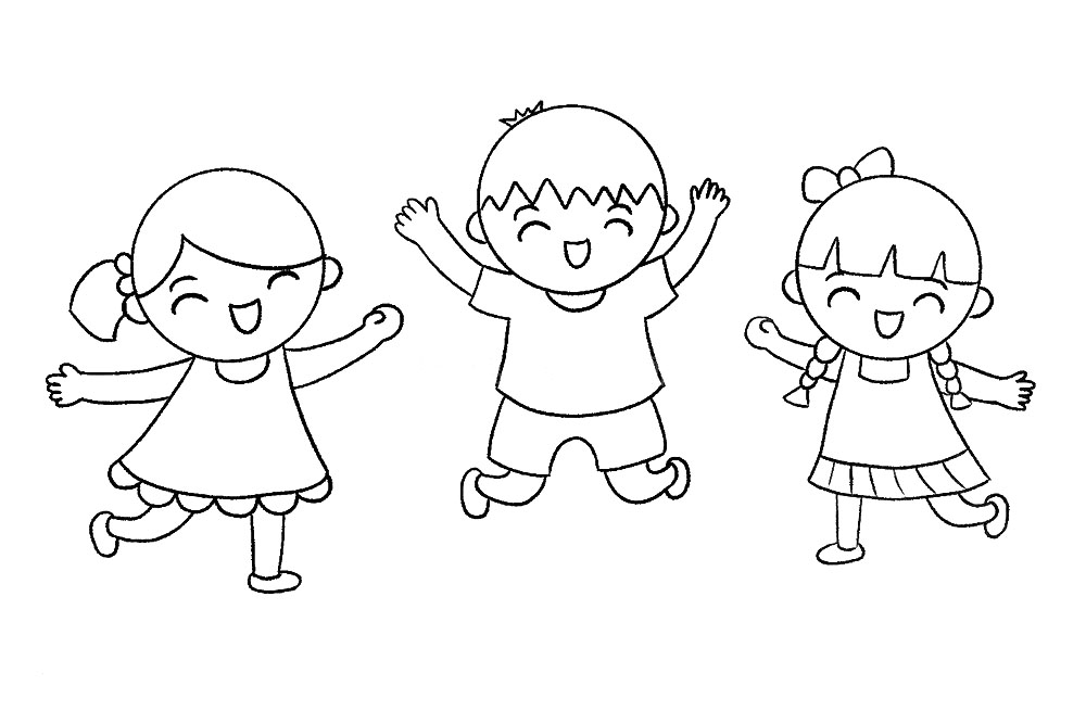 六一儿童节一群开心的小朋友简笔画-图5