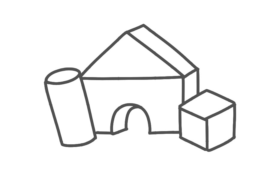 六一儿童节简笔画绘画素材 儿童积木-图2