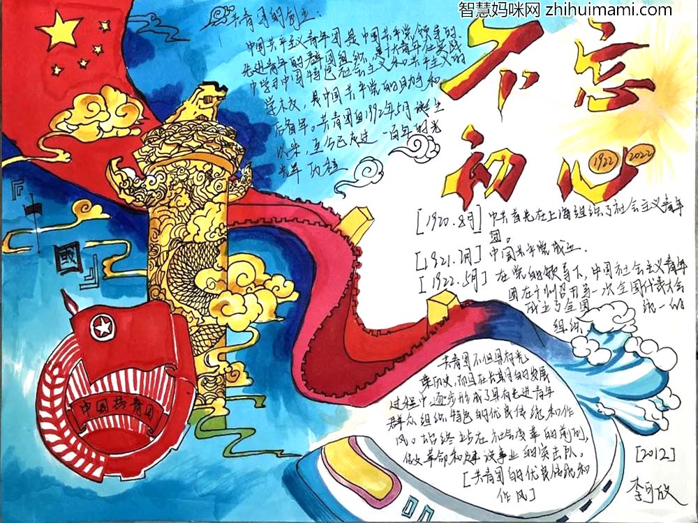 建团百年 不忘初心 建团100周年主题手抄报初中-图6