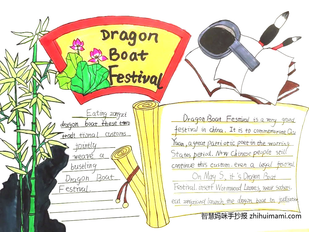 8张漂亮的2022年端午节英语手抄报绘画-图7