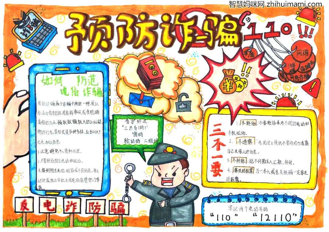 “预防诈骗人人有责”安全教育手抄报图片6张-图3