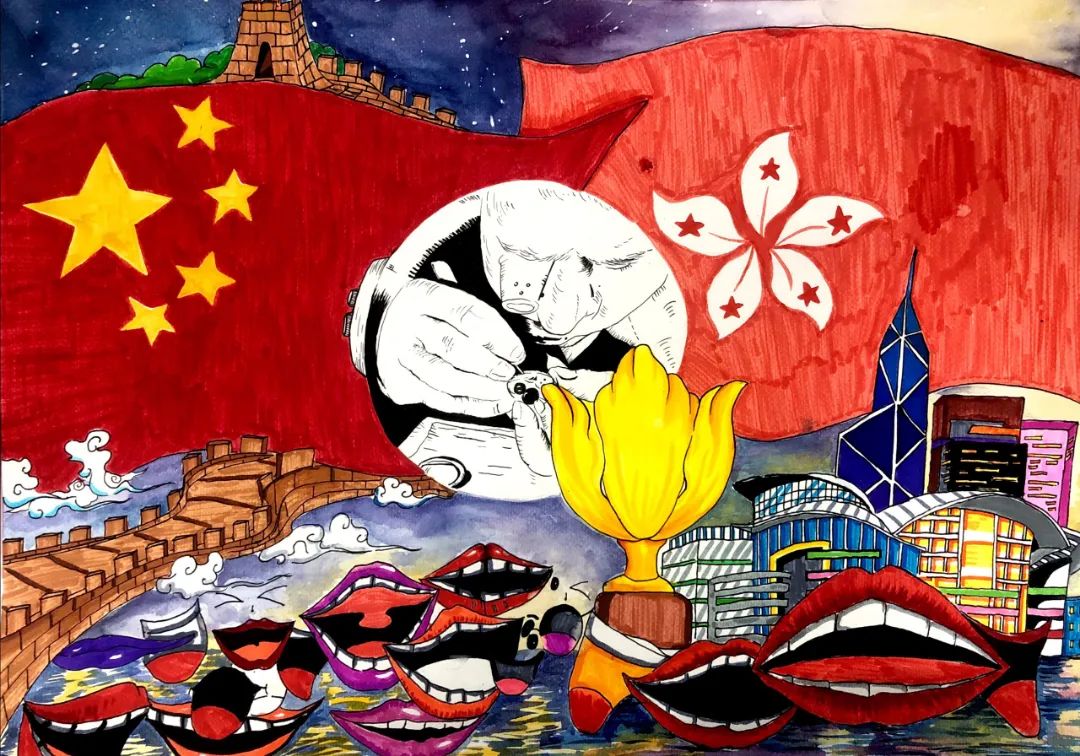 我手绘我心 浓浓爱国情 简单又好看的国庆节儿童画作品-图1