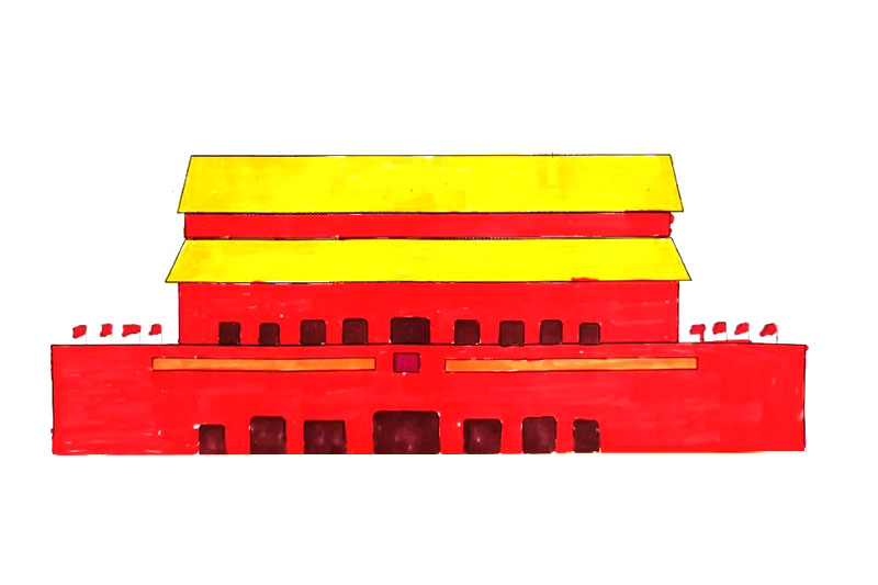 2022国庆节绘画素材 6张简单又漂亮的天安门简笔画-图1