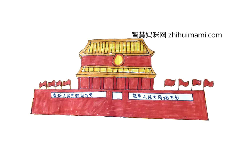 2022国庆节绘画素材 6张简单又漂亮的天安门简笔画-图3