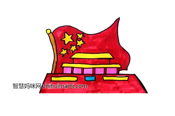 2022国庆节绘画素材 6张简单又漂亮的天安门简笔画-图4