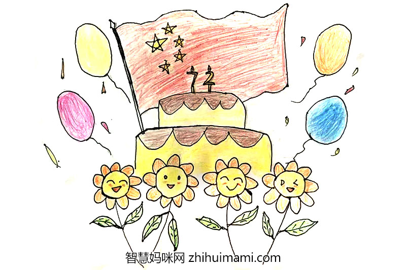 2022简单漂亮的国庆节简笔画绘画素材-图1