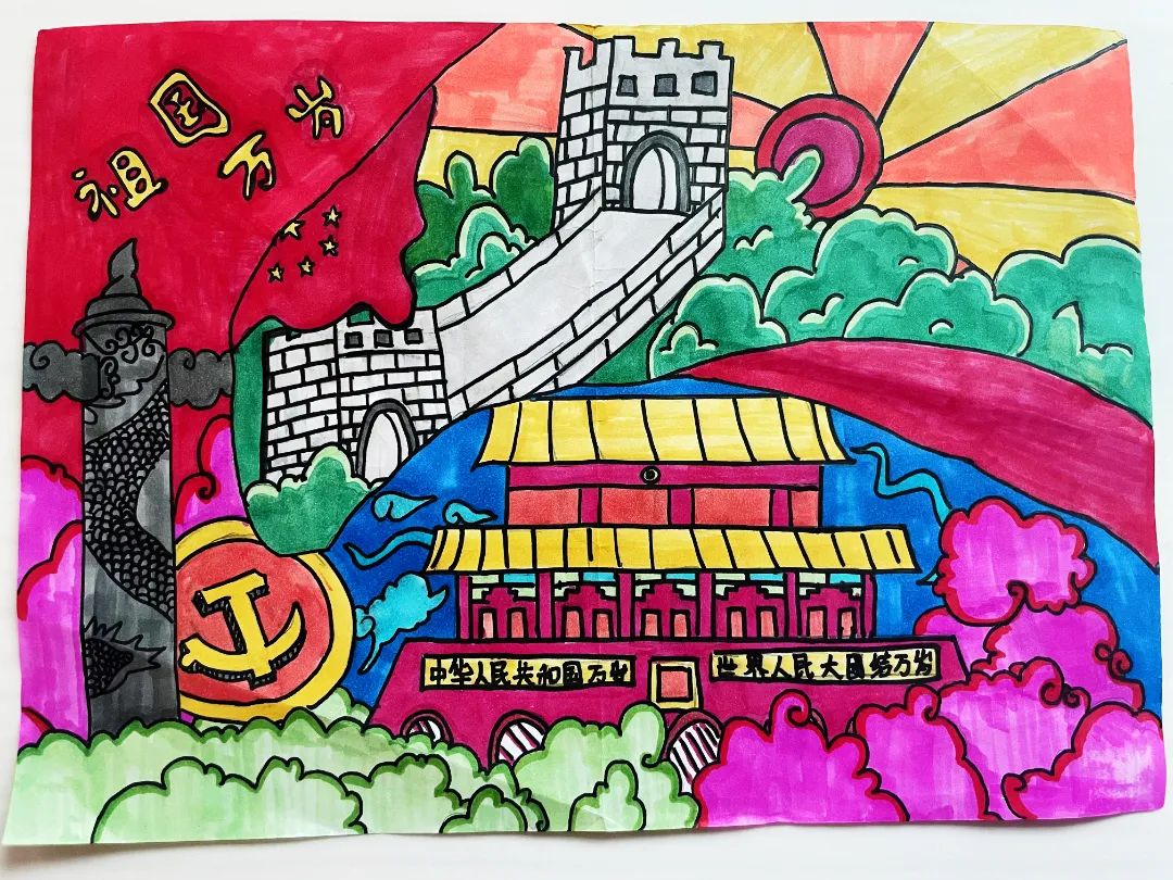庆祝祖国的生日 简单漂亮的国庆节儿童画图片（9张）-图5