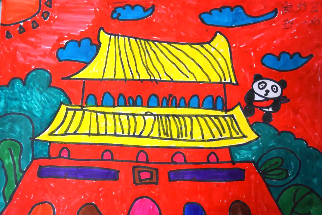 幼儿爱国主义绘画作品简单又漂亮-图1