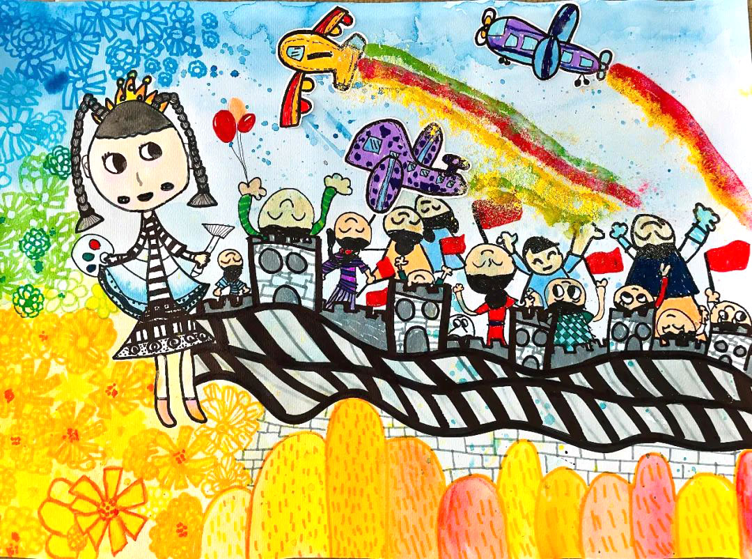 最红少年心 共绘爱国情 幼儿园爱国主义绘画作品-图4