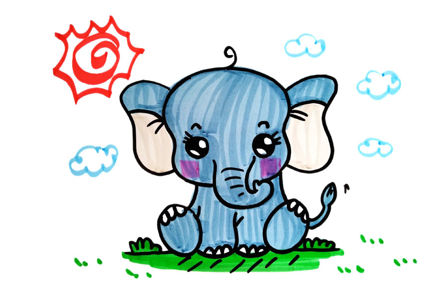 五张漂亮又简单的大象简笔画图片-图2