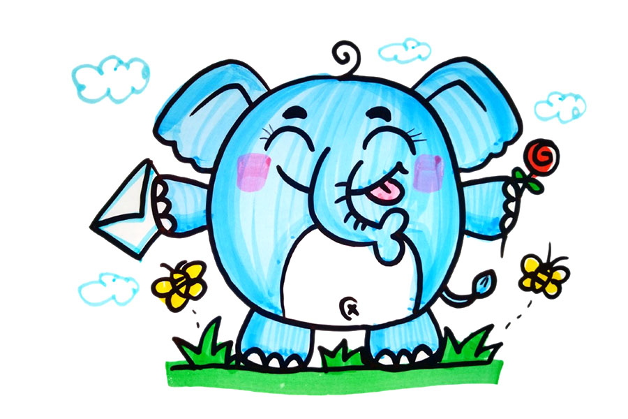 五张漂亮又简单的大象简笔画图片-图3