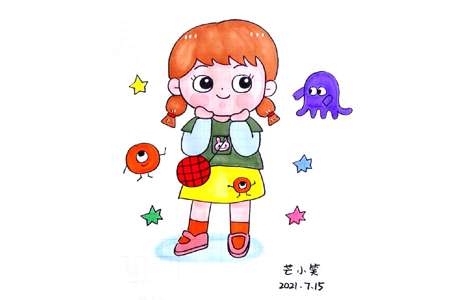 打扮打扮一起去过六一吧！一组漂亮的小朋友简笔画图片-图5