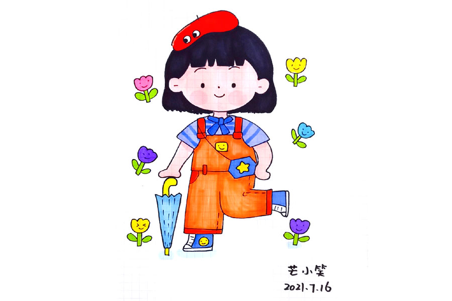 打扮打扮一起去过六一吧！一组漂亮的小朋友简笔画图片-图6